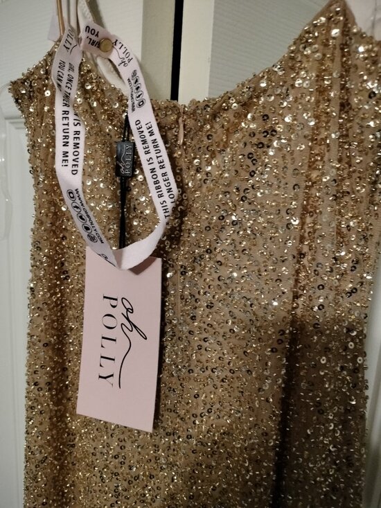 OhPolly Krystelle Embellished Fishtail Maxi Dress in Gold, 8 - Picture 11 of 13